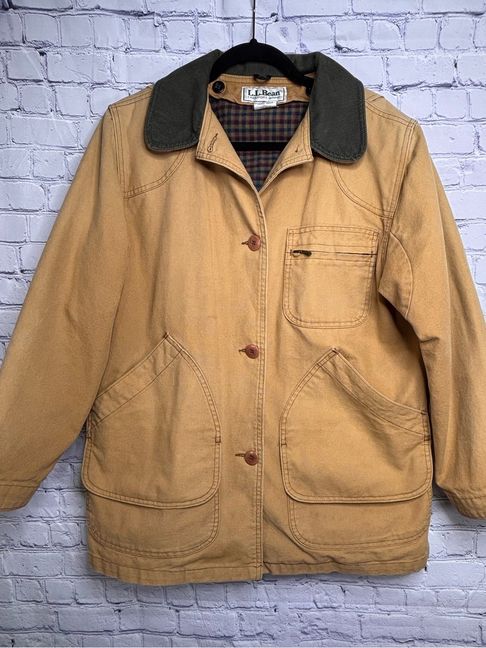 VINTAGE LLBean 80 90s Saddle Authentic Distress Utility Chore Jacket Barn Coat M
